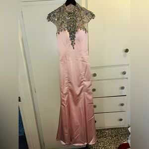 Backless Satin Evening Gown